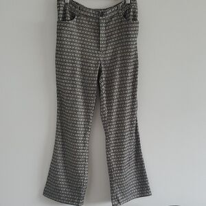 HP Collection Wmns Black and Tan H Patterned Ankle Cropped Flared Pants Sz XS